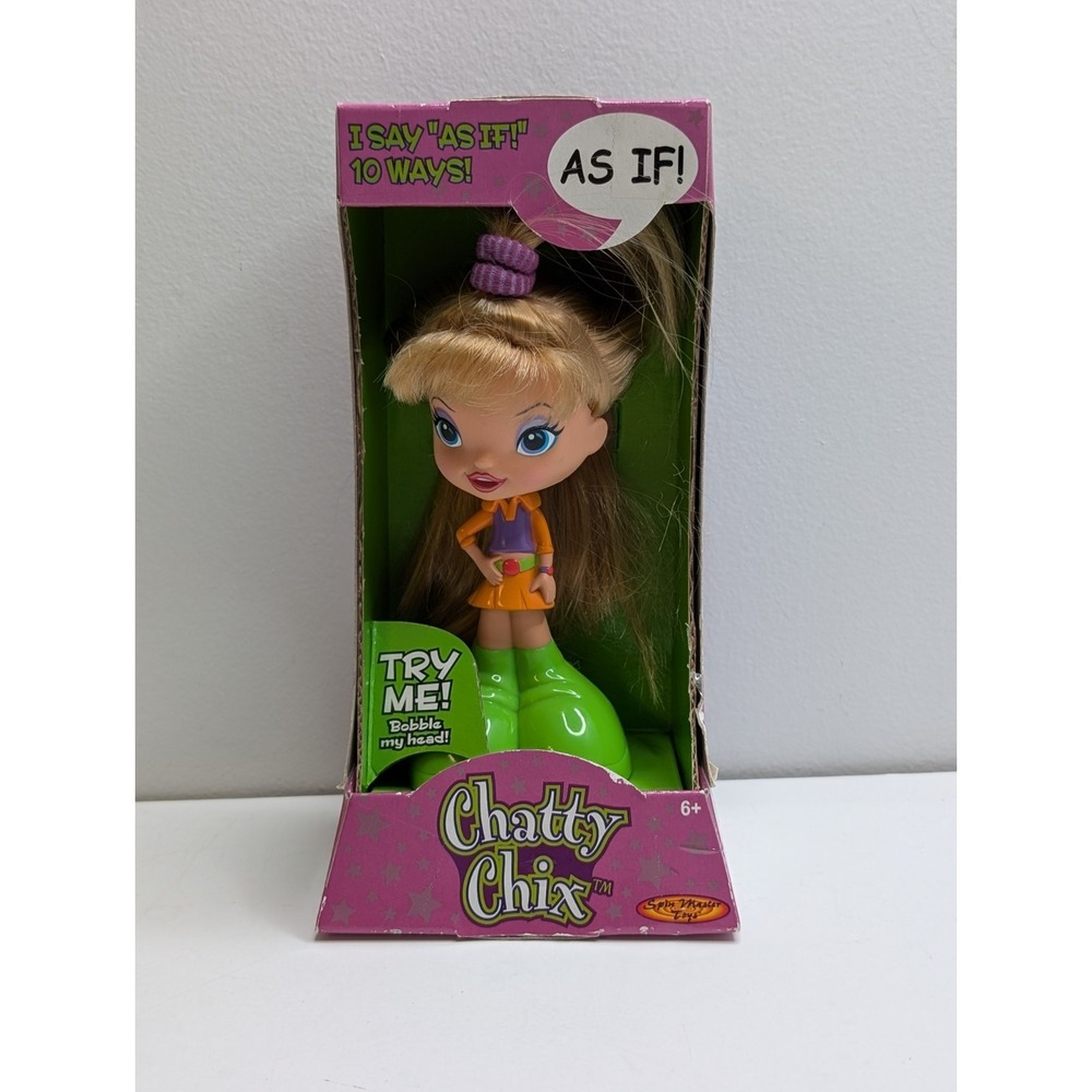 Y2K Chatty Chix 'As If' Blonde Bobble Head Doll, New In Box *Dead Batteries